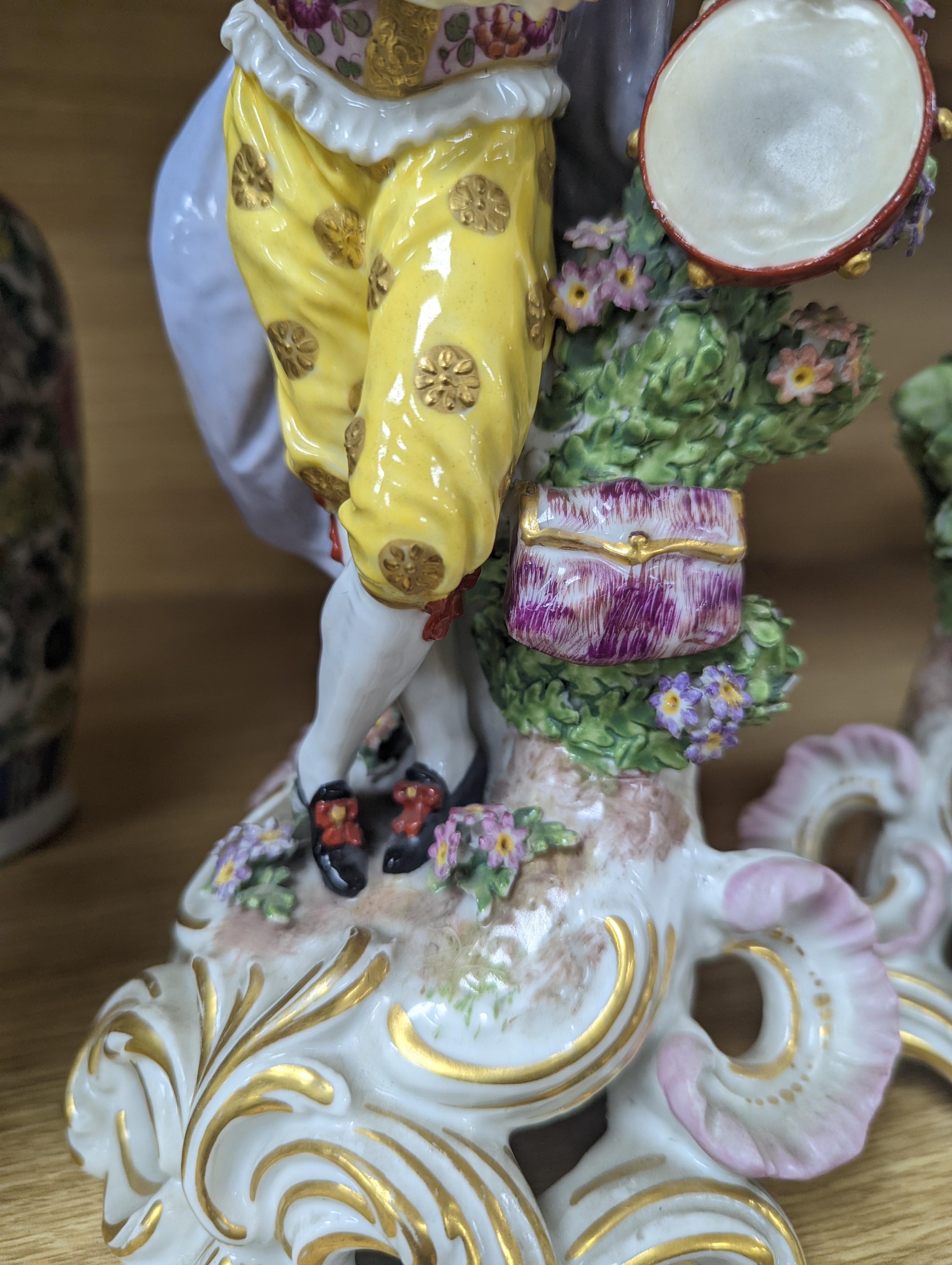 Two Continental porcelain figures, a lady and a gent 27cm